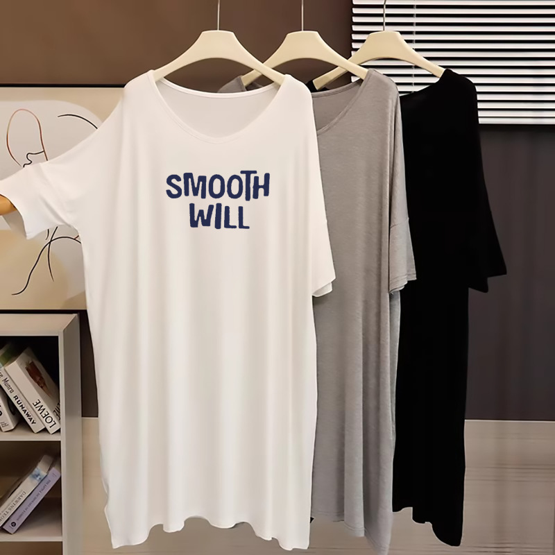 How Come It Looks so Good! Modal Dress, Mid-Length V-Neck T-Shirt Dress, Loose Nightgown, Maternity Dress How Come It Looks so Good! Modal Dress, Mid-Length V-Neck T-Shirt Dress, Loose Nightgown, Maternity Dress