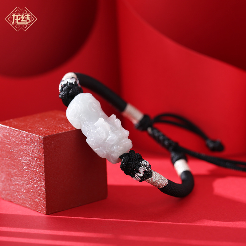 Dragon knot 2023 new A jade Jade brave woven men's bracelet Tide men's jewelry hand rope factory direct wholesale