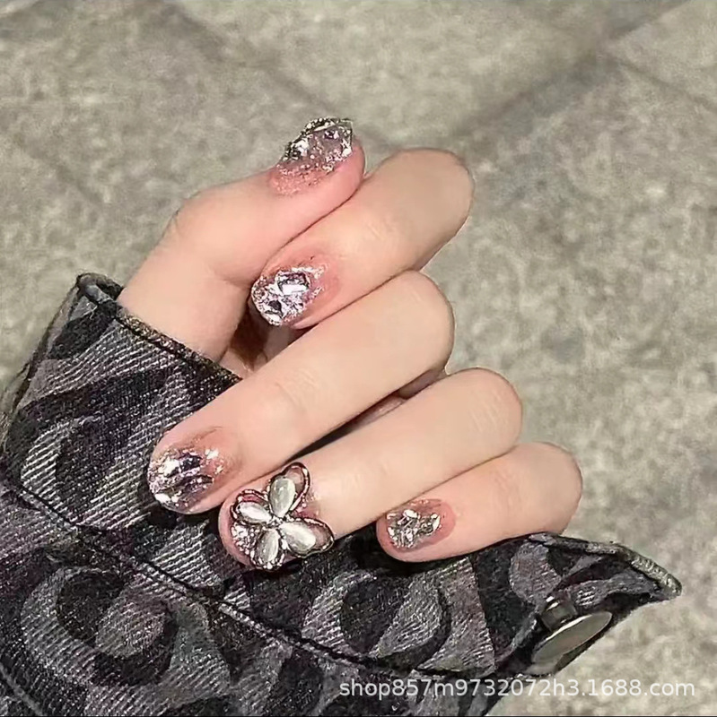 Short cat's eye butterfly wear nail fake nail pure hand wear nail phototherapy nail finished nail patch wearable