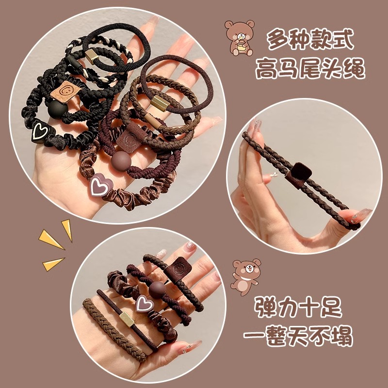 Cauda de caballo alta no colapsar cuerda de cabeza de niñas de alto nivel anillo de cabello red red 2024 nueva correa de goma de alta elasticidad cabello de cabello