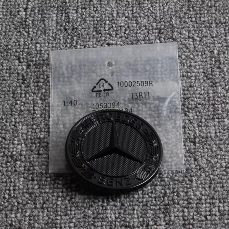 Mercedes-Benz hood emblem, flat design, for ML320, ML350, ML400, ML500, ML63 models; modified glossy black front hood emblem