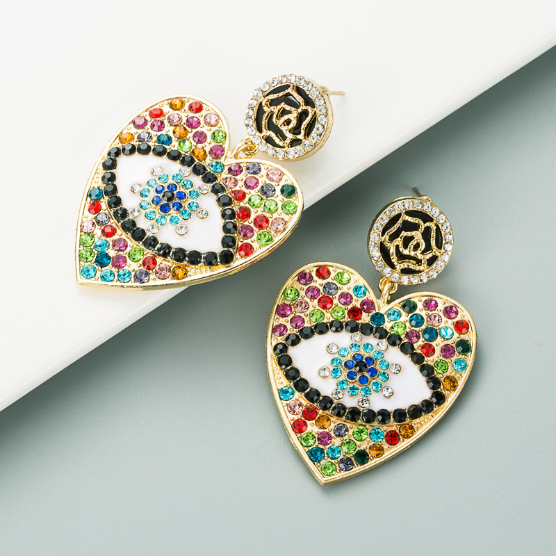 Devil's Eyes Alloy Diamond-studded Earrings display picture 4