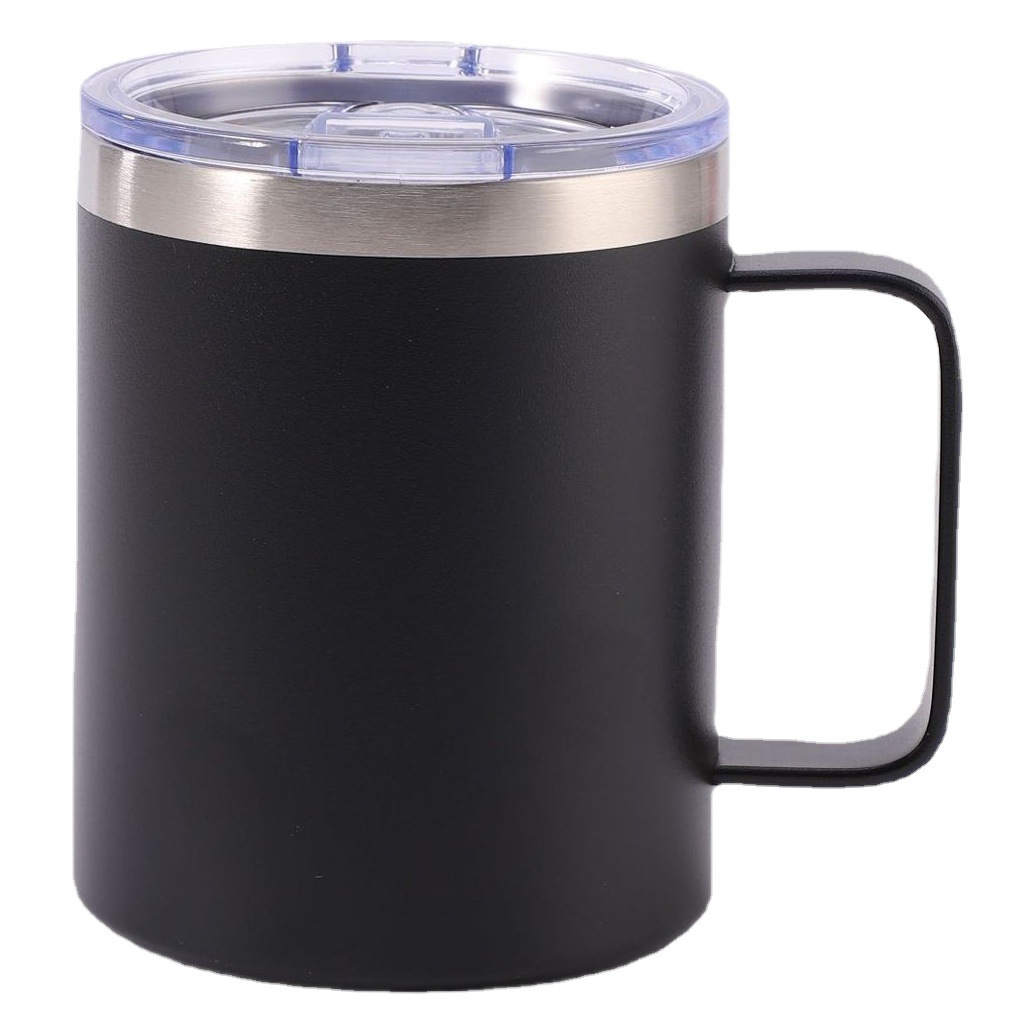 En stock suministro directo nuevo 12oz taza 304 taza de vacío de acero inoxidable mango spray de plástico Oficina taza de café al por mayor
