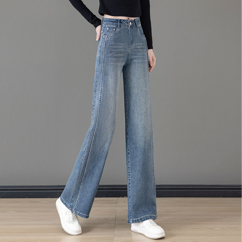 Blue loose straight jeans