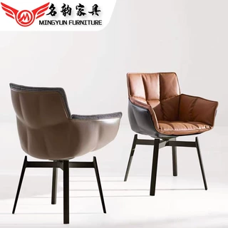 定制肌肉椅Husk Armchair玻璃钢真皮旋转餐椅 意式极简家用靠背椅