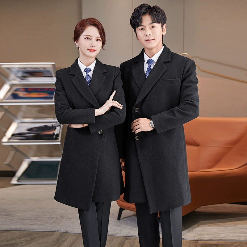 Профессиональное шерстяное пальто, женское осенне-зимнее пальто средней длины, шерстяная стойка регистрации в национальном стиле, приветственная оснастка, комбинезоны отдела продаж