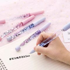 Ins glowing colorful quicksand neutral pen black fountain pen cute fresh girlish heart adorable beautiful internet-famous soft girl pen