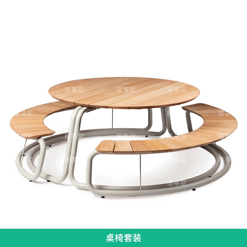 Mesa y sillas de patio al aire libre Mesa de ocio balcón al aire libre Jardín al aire libre Diseño Café Mesa redonda Calle comercial image 6