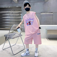 儿童装男童夏装背心套装2023新款中大童夏季男孩夏款无袖运动帅气