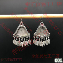 贵州民族风手工diy耳饰品苗银耳环底托空托壳配件镶绣片耳饰 新品