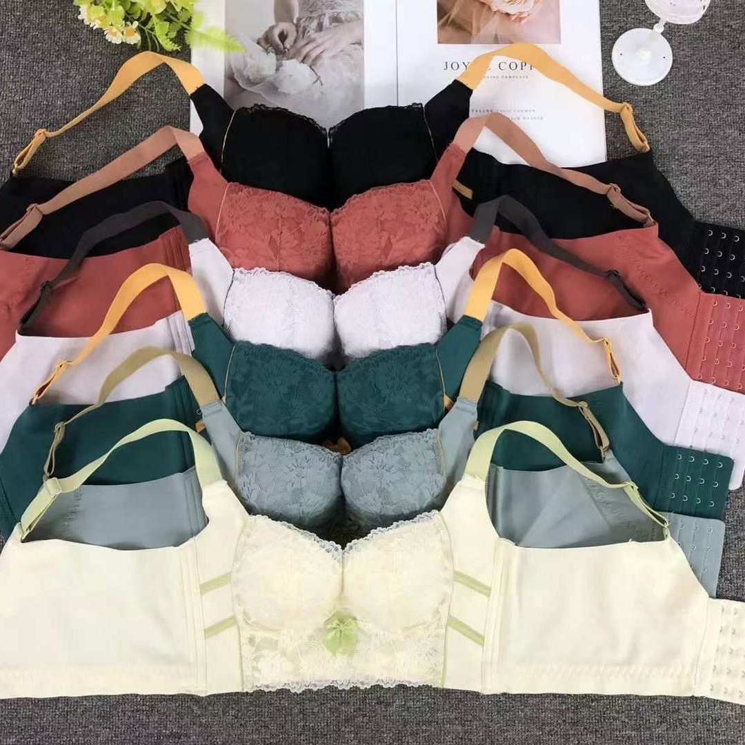 Nuevo sujetador de alta calidad de moda de encaje jacquard transpirable y cómodo ajuste lateral de pecho de cinco botones ropa interior mujer