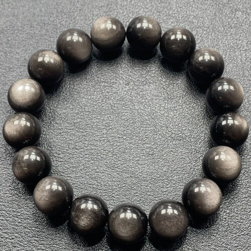 Natural Mexican Double Eyed Silver Obsidian Bracelet High Light One-Eye Obsidian Gold Obsidian Crystal Jewelry Bracelet