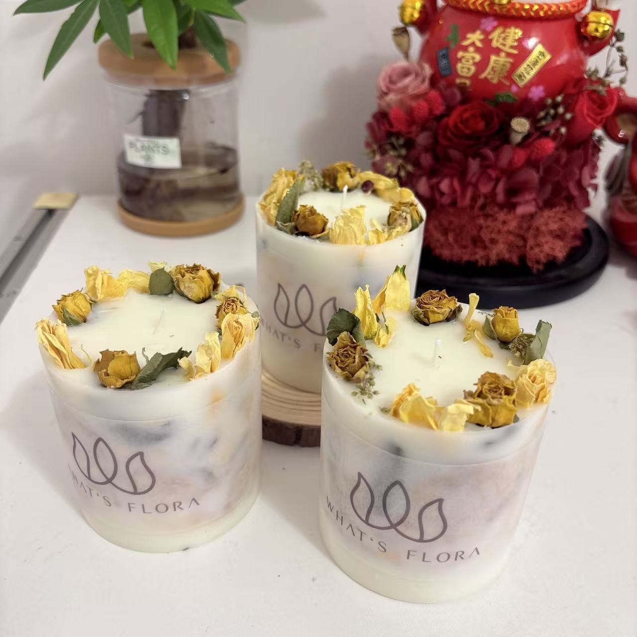 Flores de inmortalidad transfronterizas flores secas rosas de aroma vela floral vela de boda regalo de mano aroma del dormitorio real