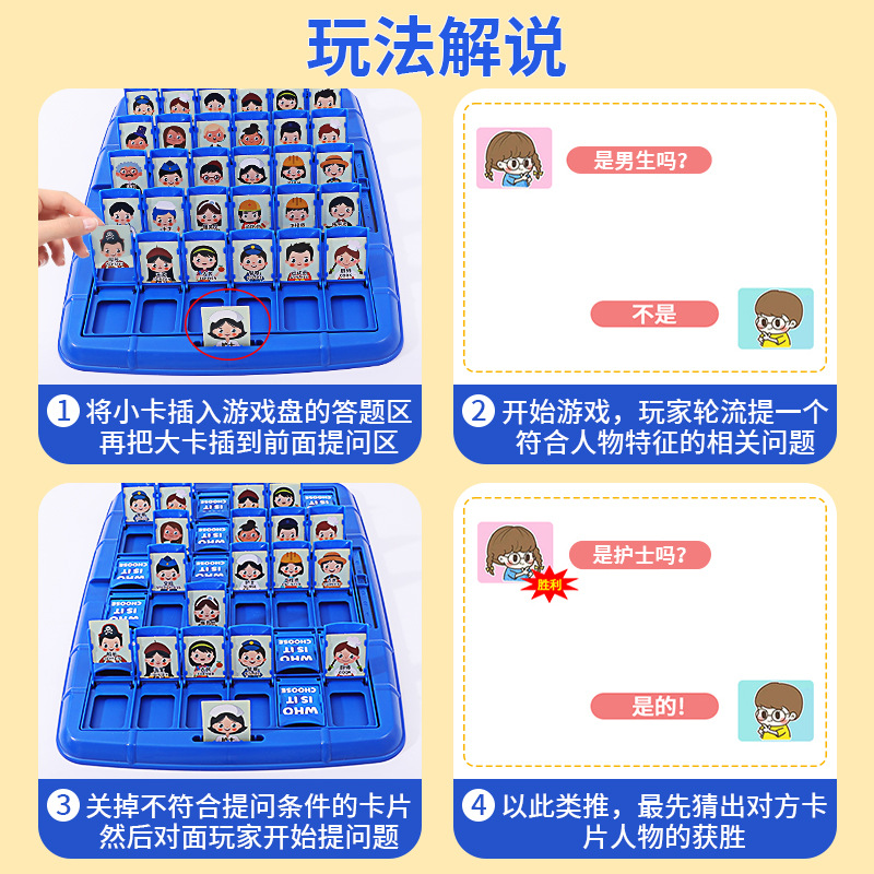 Adivina quién soy juego de mesa de ajedrez personaje encubierto doble juego de niños en línea Tarjeta Roja pensamiento educativo juguetes de entrenamiento