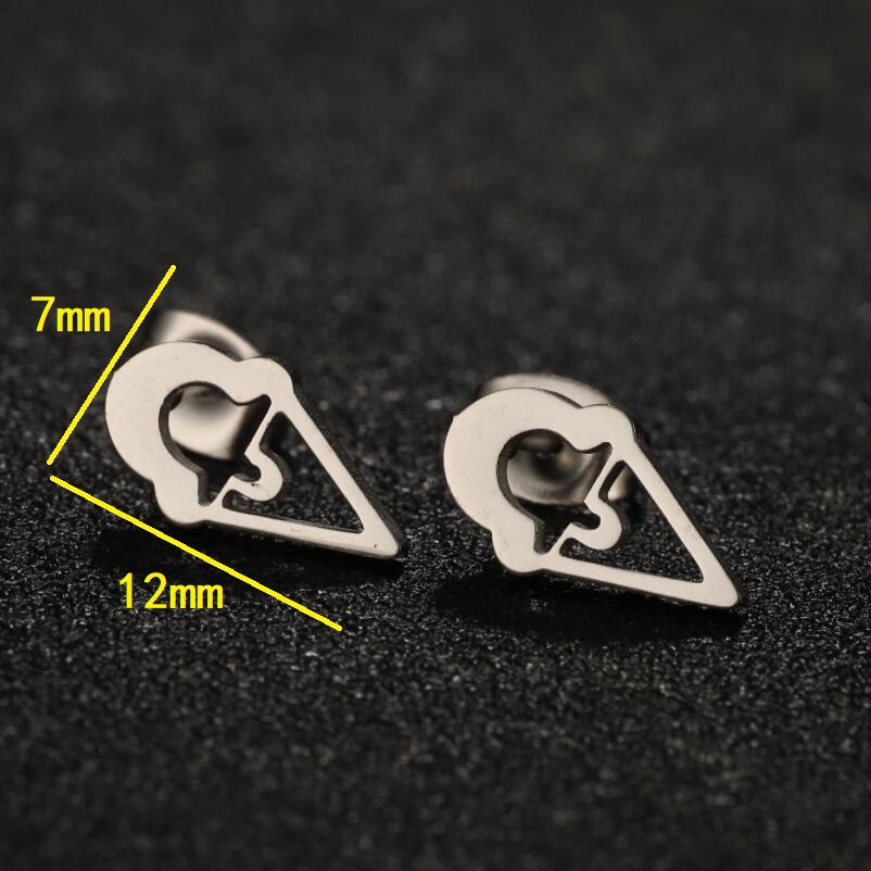 1 Pair Ig Style Simple Style Ice Cream Heart Shape Notes Asymmetrical Plating Stainless Steel Ear Studs display picture 2