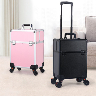 Large Capacity Tie Rod Cosmetic Case Professional Nail Art Tattoo Hair Storage Case with Wheels Makeup Follow Makeup Artist Toolbox