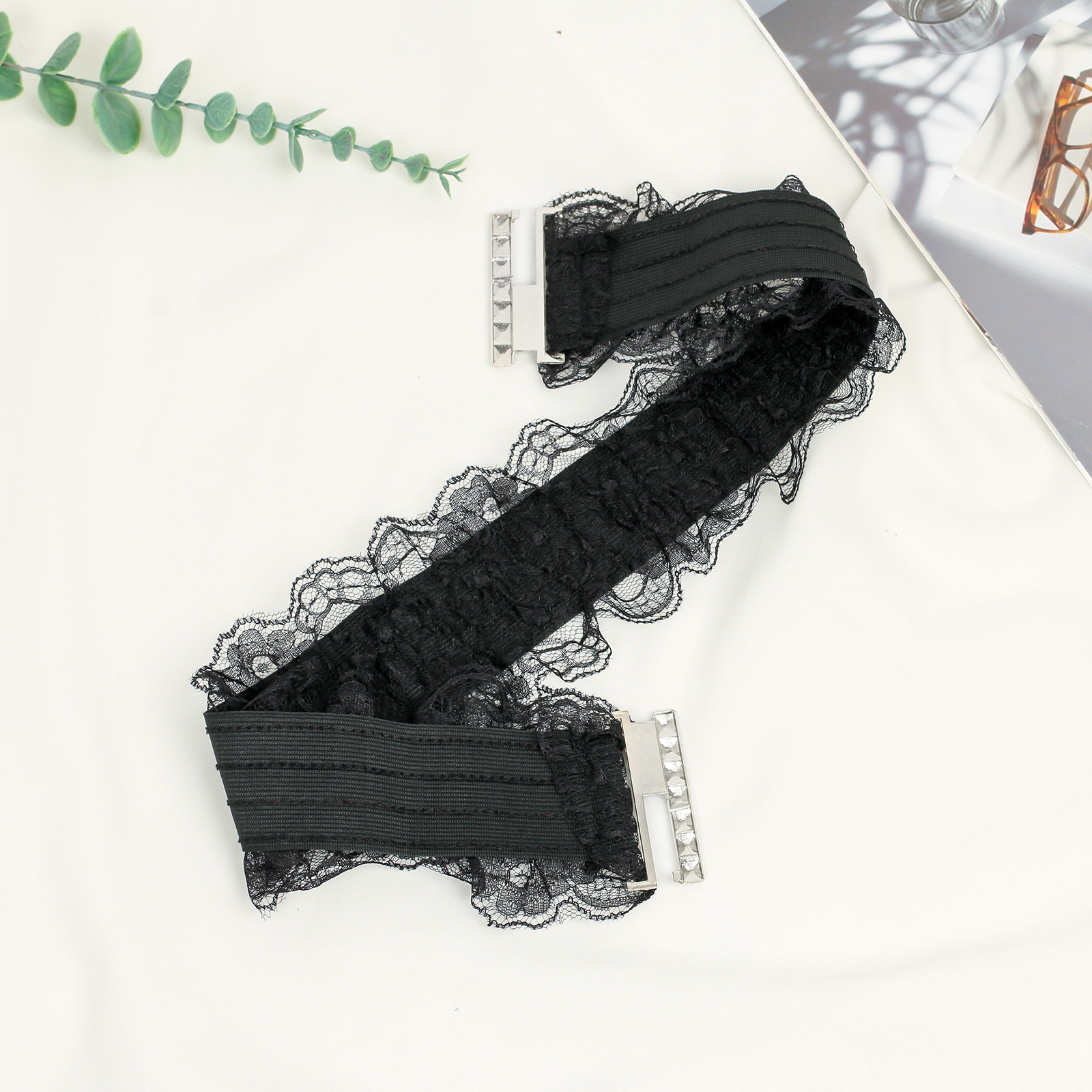 Elastische kanten tailleband voor damesjurk_voghion.com