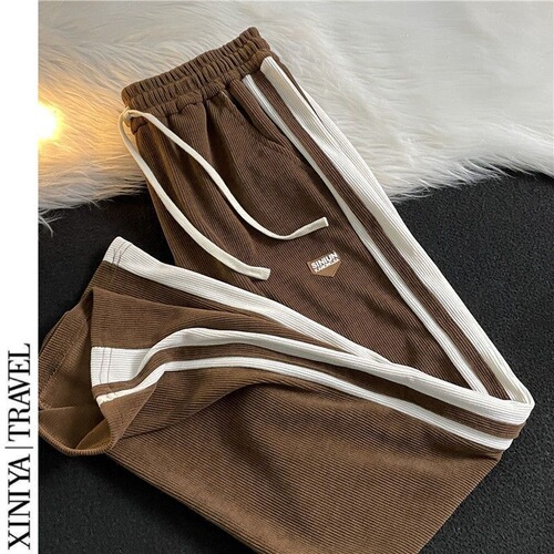 Retro-style casual pants for men, autumn American high street cleanfit striped track pants, versatile straight-leg wide-leg pants