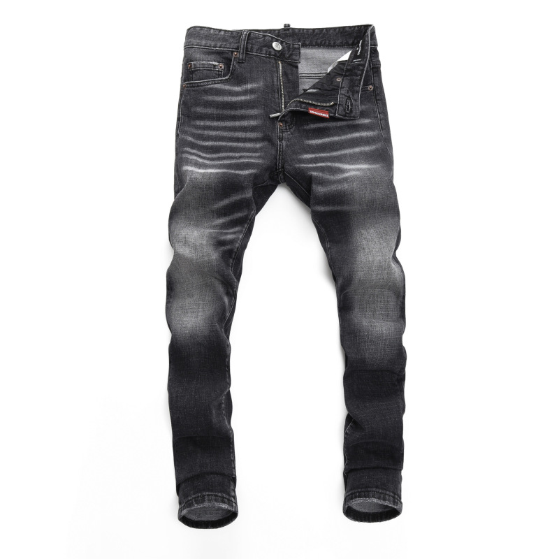 2025 Spring and Autumn Distinctive Street Washed Distinctive Inkjet Tight Nightclub Fashion Ripped D2 Jeans Men's Pants