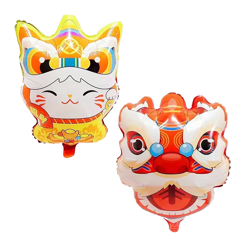 2024 new couplet balloon lion head spring festival festival shopping mall festive atmosphere party layout aluminum foil balloon