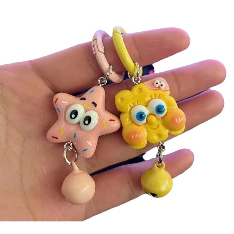Baby Esponja pie estrella llavero lindos colgantes de dibujos animados accesorios bolsos escolares de chicas regalos amigos regalos