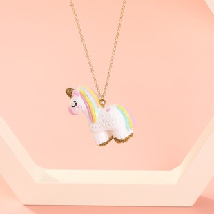 New children's jewelry European and American cross-border hot necklace cartoon resin three-dimensional painted unicorn children's necklace