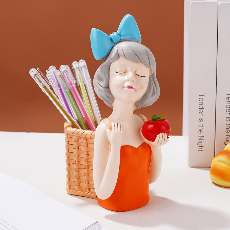 럭셔리 오렌지 소녀 펜 홀더