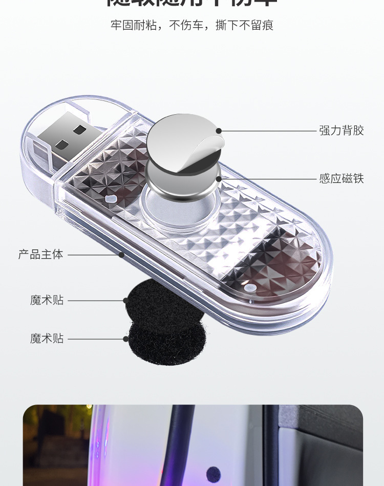 Magnetic Control Car Door Led Lighting Lamp, Car Welcome Light, Ground Lighting, No Wiring Required, Car Decoration, Door Opening Sensor Light