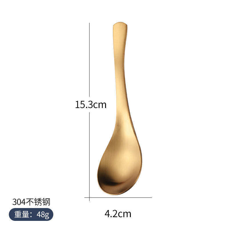 レトロ304ステンレススプーン韓国式スープスプーン食事スプーン砂光鍋食器|undefined