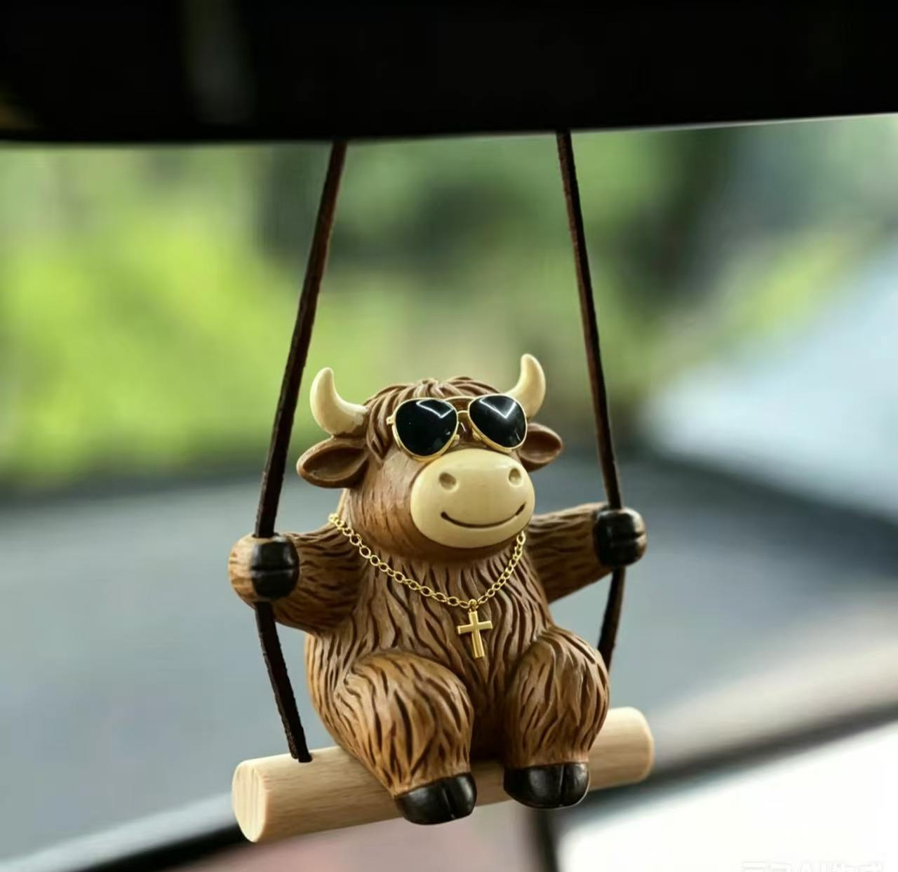 Cross-Border Highland Cow Flower Pot Hanging Ornament Resin Cute Animal Yak Figurine Garden Courtyard Balcony Decoration