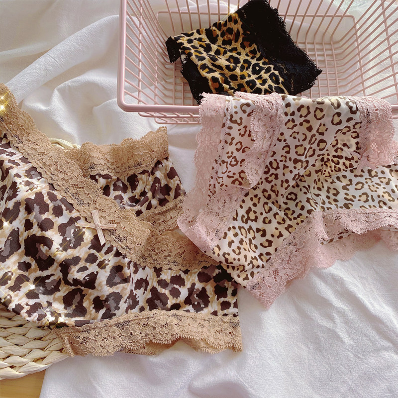 Leopard Print Lace-Trimmed Panties for Girls, Low-Waisted, Super Loved by Boyfriends