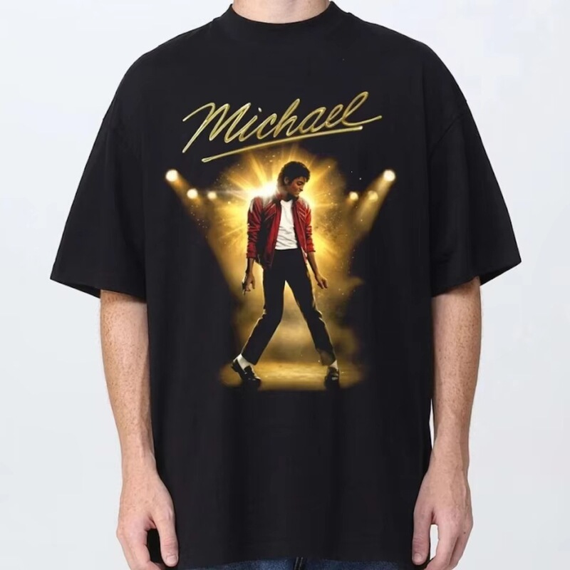 【European Size Cotton T-Shirt】Michael Jackson Billie Jean Retro Pop Music and Dance Graphic T-Shirt
