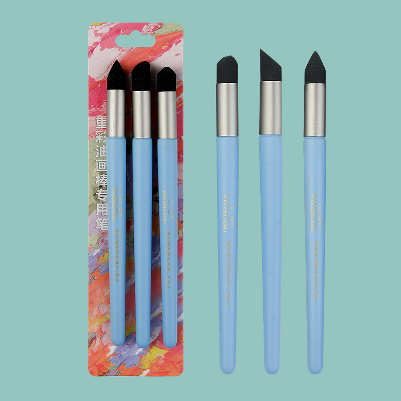 Juego de brochas para pintura al óleo con esponja y pinceles detallados