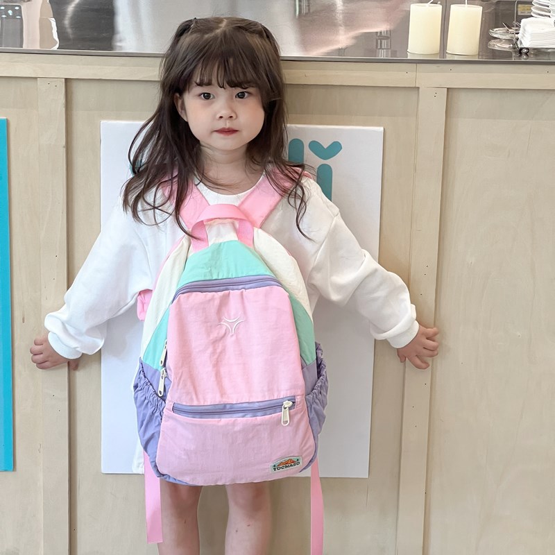 Mochila de gran capacidad para niños y niñas, moda, color contrastante, mochila escolar para estudiantes de jardín de infantes, 2025 nueva mochila infantil