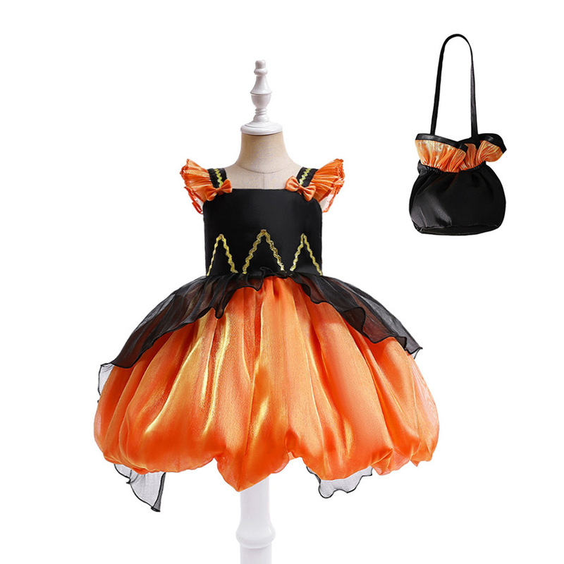 ハロウィンドレス 子供用コスプレ衣装 城の魔女プリントプリンセスドレス パーティーコスプレ衣装|undefined