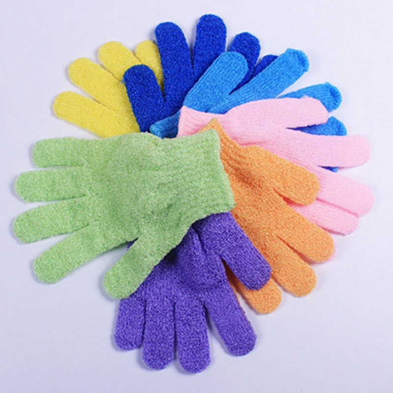 Guantes de baño coreanos de cinco dedos creativos guantes de exfoliación de nylon de doble cara espalda de frotar artefactos mágicos etiquetado transfronterizo