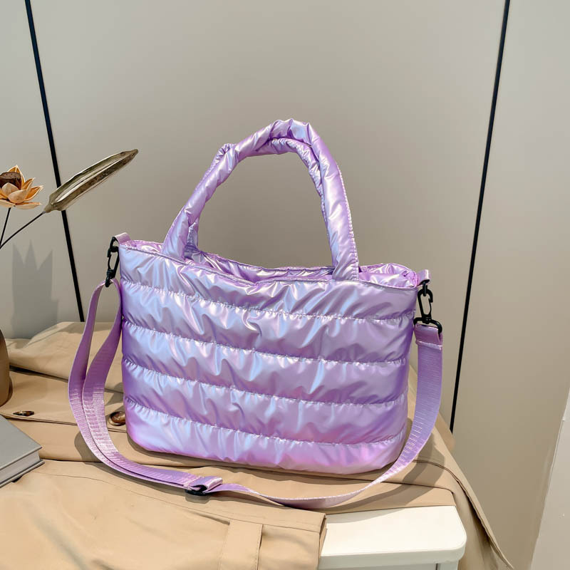 Nuevo bolso de plumón transfronterizo para mujeres bolso de hombro casual europeo y americano bolso de moda bolso de algodón ligero universal