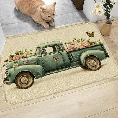 Amazon Temu American-Style Car Bathroom Non-Slip Mat, Diatomaceous Earth Absorbent, Dirt-Resistant, and Wear-Resistant Mat for Bathroom (Avtomobil döşəmə paspasları) - hr-flower-truck-4060cm-second-generation-diatom-mud