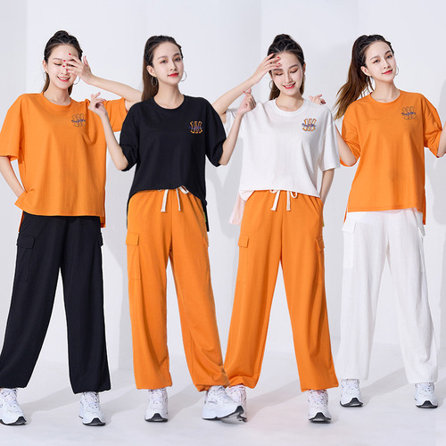 Tingziyi square dance clothing new suit spring and summer loose T version sports shuffle dance group performance practice clothes