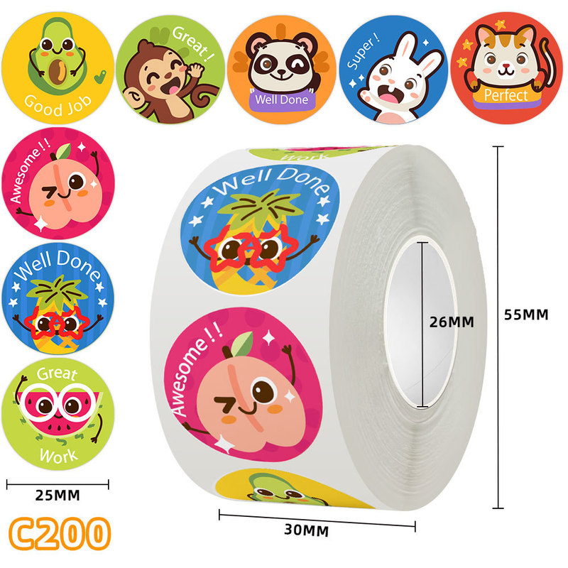 English teachers reward children stickers encourage learning English labels Sub-packaging facial expression toys smiley face sealing stickers