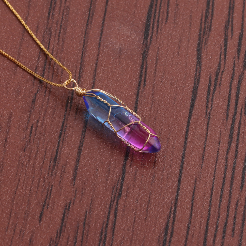 wholesale jewelry blue crystal pendants copper necklace Nihaojewelry