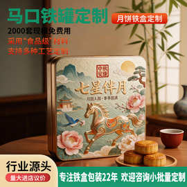 月饼铁盒方形包装盒七星伴月盒子中秋高档礼品盒大尺寸马口空盒子