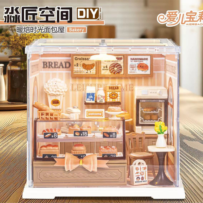 Juguetes de puzzle DIY hechos a mano cabina ensamblaje mini casa escena modelo de bloques de construcción juguetes regalos para chicas