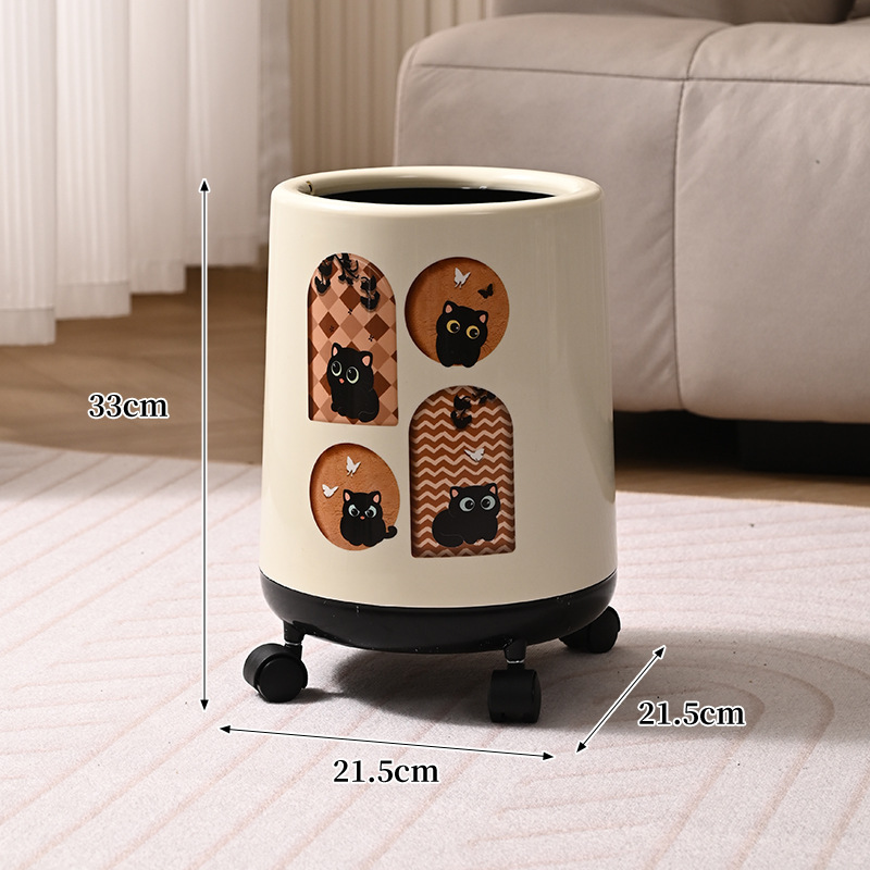 蓋付きレトロ家庭用ゴミ箱、高価値ゴミ箱、寝室、リビングルーム、車輪付き、便利な多機能ゴミ箱|undefined