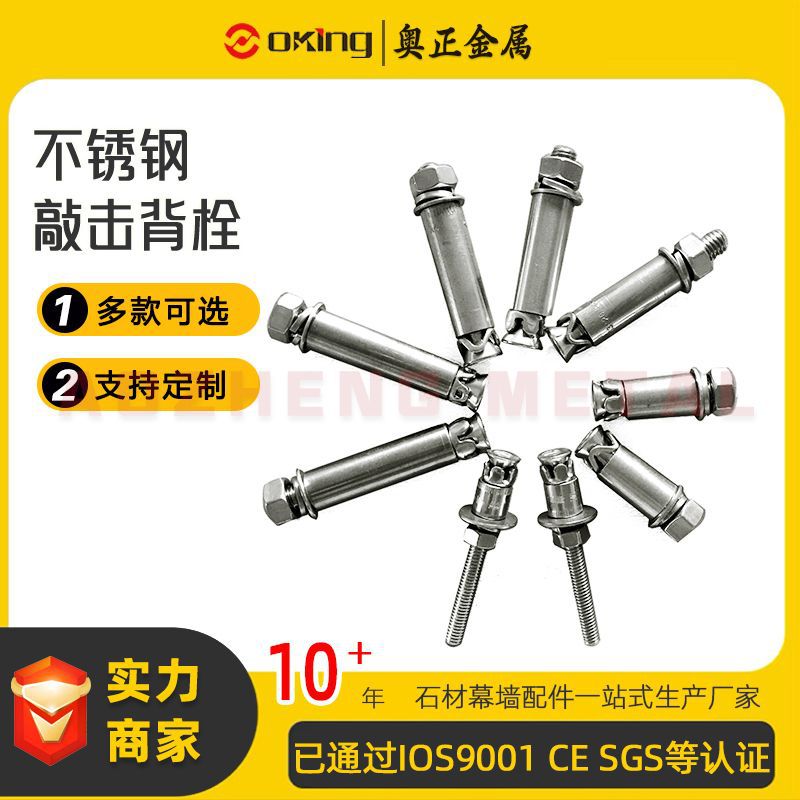 304不锈钢背栓8*60敲击式背栓厂家 内通风幕墙配件大理石背栓挂机