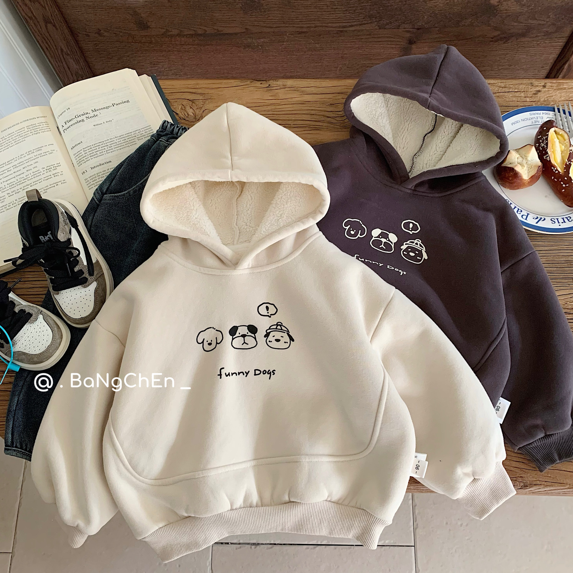 children‘s sweater 2024 winter new boys and girls cute puppy hooded pullover korean style versatile top g0572