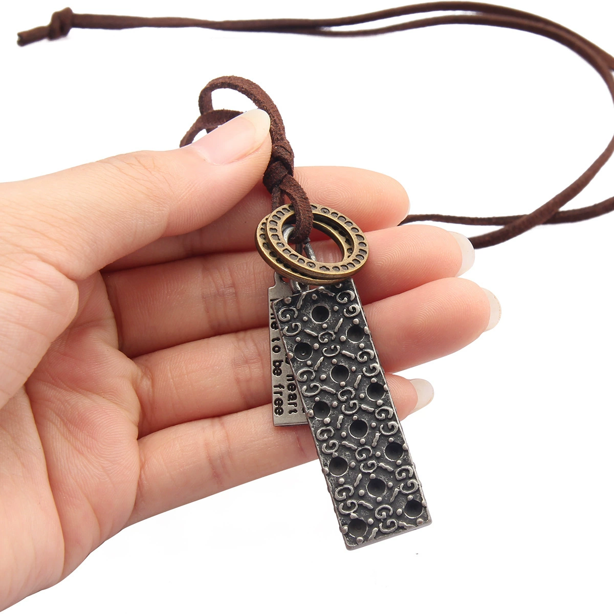 Rectangular аксессуар, подвеска из антикварного металла, ожерелье