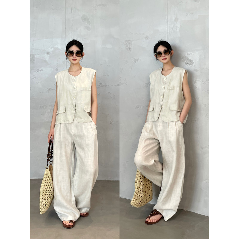 Nanyu Artistic Style~100 High-Twist Linen Old Money Style Vest Minimalist Chic Sleeveless Top