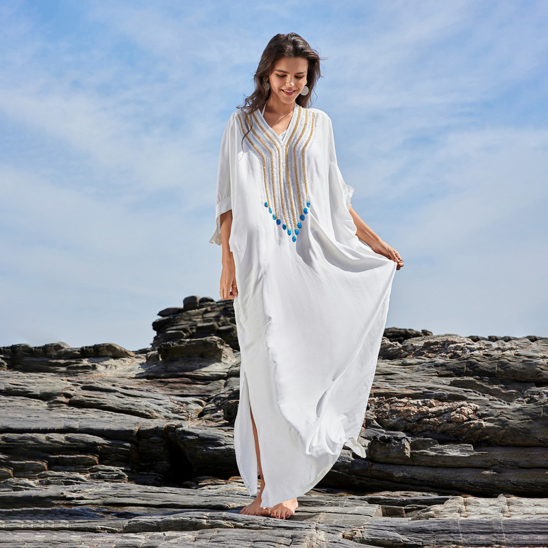 New Product in 2025! ! European and American Beach Dress Women's Collar Pullover Bikini Swimsuit Kraft Women's Dress