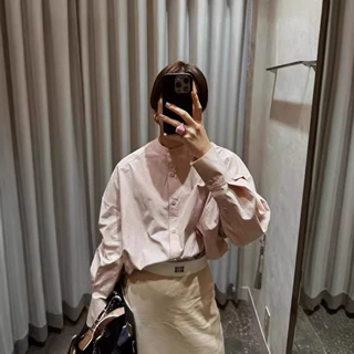 春夏新款日系ins博主风简约廓形衬衫宽松显瘦休闲上衣女